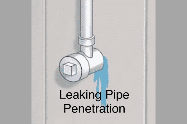 Leaking pipe penetration