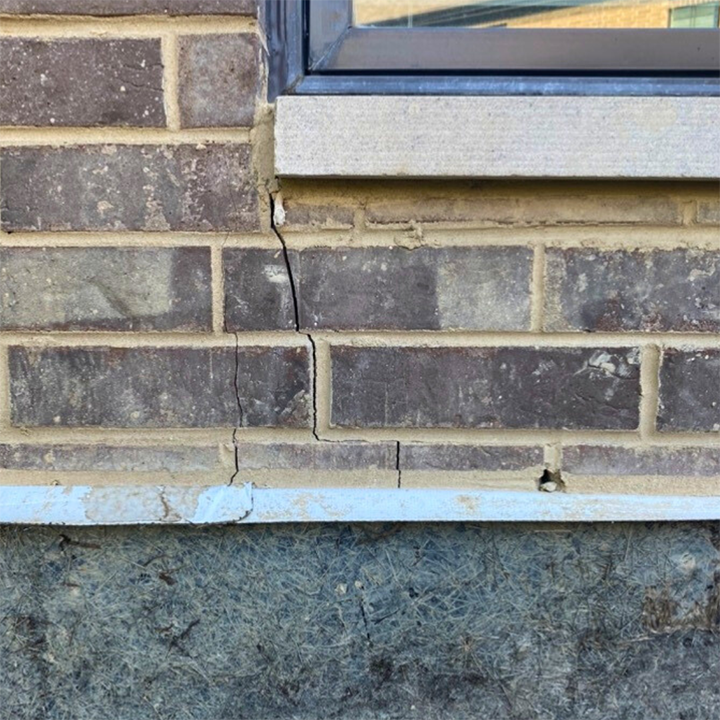 Wall crack from failing foundation